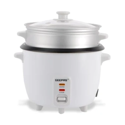 Image of Geepas 400W Rice Cooker &amp; Steamer with Keep Warm Function, 1L Automatic Cooking, Non Stick Inner Pot Make Steam Healthy Vegetables Includes Measuring Cup, Spatula Detachable Power Cord