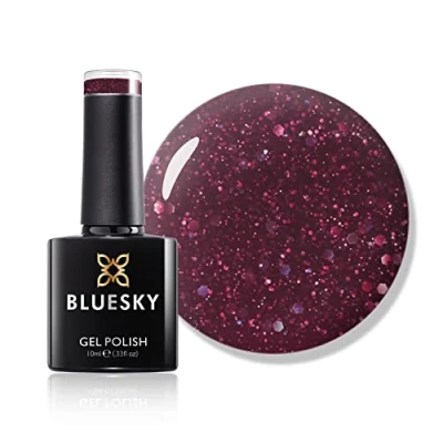 Image of Bluesky Gel Nail Polish, Amusing, AW19, Glitter 10 ml Long Lasting, Chip Resistant, (Requires Drying Under UV LED Lamp)