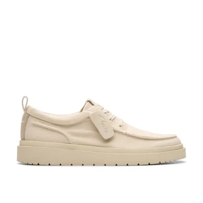 Image of Clarks Men&#039;s Polden Moc, Off White Canvas, 12 UK