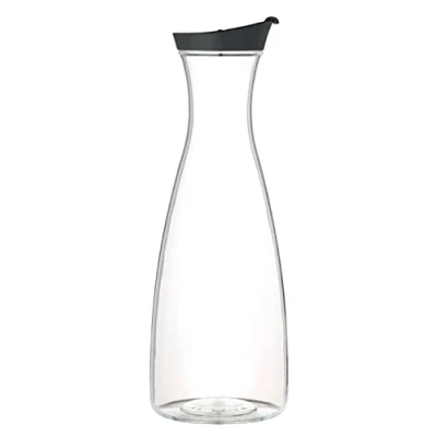 Image of KitchenCraft Water Jug with Lid, or Juice Pitcher, Unbreakable Acrylic Ideal for Outdoors, 1.5 Litre, Transparent and Black