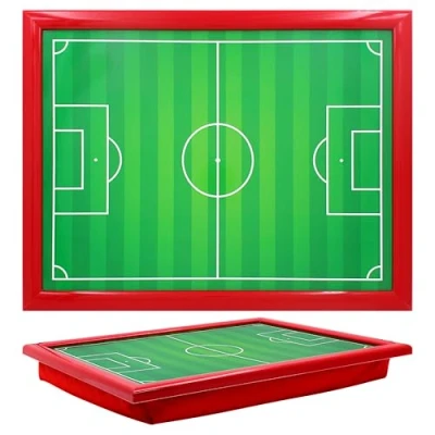 Image of Cushioned Lap Tray Football Pitch Design (Red Frame)