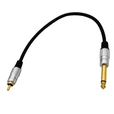Image of Halokny 6.35mm to RCA, RCA Male 1/4 Mono TS Cable Gold Plated Audio Interconnect 1.6Feet/0.5M