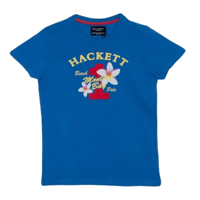 Image of Hackett London Boys Boy&#039;s short sleeve round neck t shirt HK500152 Blue Size 11 12Y
