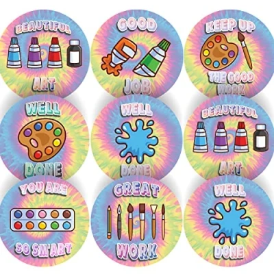 Image of 144 Art Praise Words 30mm Reward Stickers for Teacher, Parent