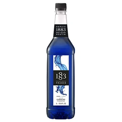 Image of 1883 Maison Routin Premium Blue Curacao Flavoured Syrup for Home Cocktail Making, Mocktails &amp; Desserts PET 1L