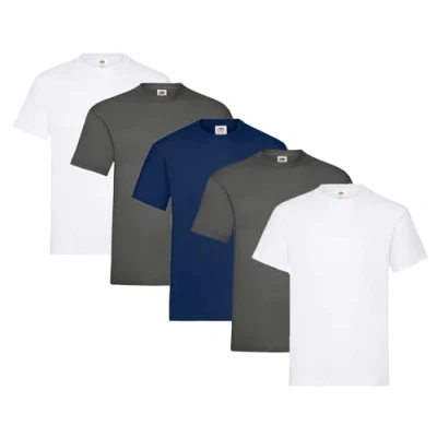 Image of Fruit of the Loom Men&#039;s T Shirt, Heavy Cotton, M, L, XL, XXL, 3XL, Various Colour Sets, Pack 5, XL
