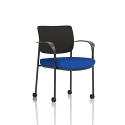 Image of Brunswick Deluxe Black Fabric Back Frame Seat Blue + Arms/Castors