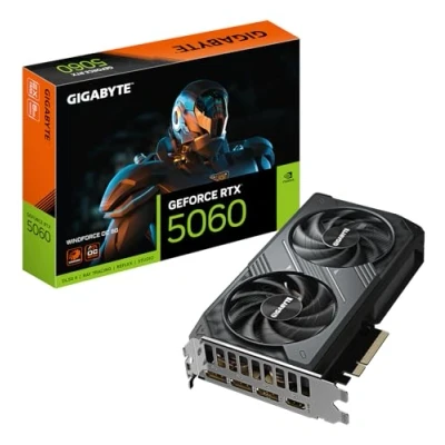 Image of Gigabyte GeForce RTX 5060 WINDFORCE OC 8G Graphics Card 8GB GDDR7, 128bit, PCI E 5.0, 2512 MHz Core Clock, 3 x DisplayPort, 1 HDMI, GV N5060WF2OC 8GD