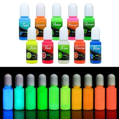 Image of Epoxy UV Resin Colour Pigment Glow In The Dark Liquid Transparent Dye for Art Colouring, DIY Jewelry Making Luminous Self Glowing Colourant Paint, Crafts 10ml