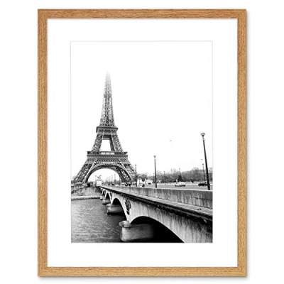 Image of Wee Blue Coo Landmark Eiffel Tower Paris France Misty Black White Framed Wall Art Print