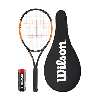 Image of Wilson Burn 100LS Graphite Tennis Racket + Cover 3 Balls (Grip Size L2, L3 &amp; L4) Size: L3)