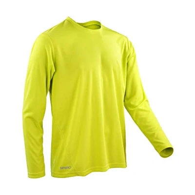 Image of Spiro Men&#039;s Quick Dry Performance Long Sleeve T Shirt, Lime, Medium