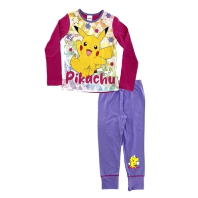 Image of Pokemon Girls Pyjamas Long Sleeved 5 to 12 Years 9 10 / 134 140 cms Pink/Lilac