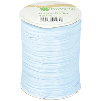 Image of C.E. Pattberg Präsent Rayon Raffia Biodegradable Ribbon Light Blue 100 meter spool