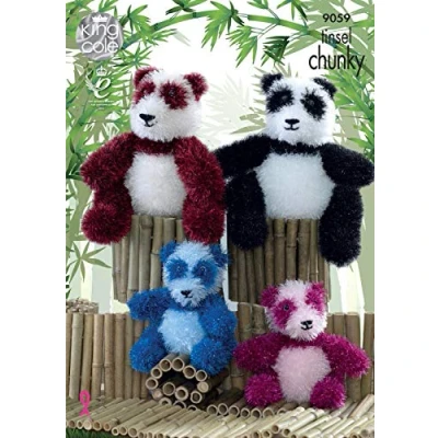 Image of King Cole 9059 Knitting Pattern Panda&#039;s in Tinsel Chunky