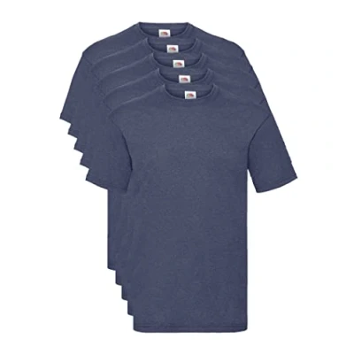 Image of Fruit of the Loom Men&#039;s Valueweight 5 Pack T Shirt, Blue (Vintage Heather Navy Vf), X Large Manufacturer Size L UK