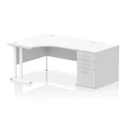 Image of Impulse 1400 LH Crescent Desk Cantilever White/White 800 High Ped