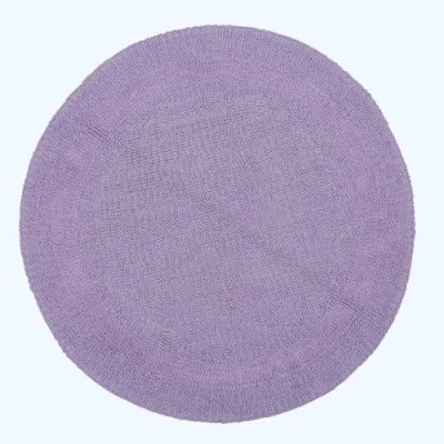 Image of HOMESCAPES Round Bathroom Mat, Luxury 1600gsm Extra Soft 100% Cotton, Reversible Bath Mat Non Slip, Washable, Super Absorbent, Quick Dry, Lilac Rug, 80cm