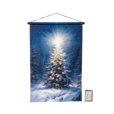 Image of Samuel ALEXANDER 60x40cm Battery Operated Light up Christmas Tree Hanging Banner