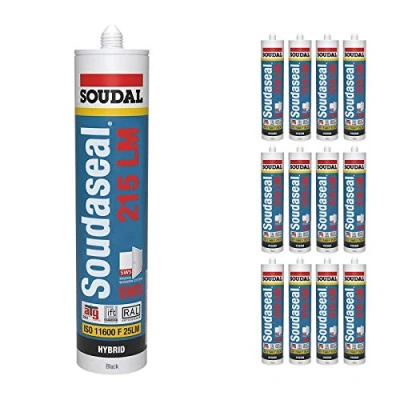 Image of 12 x Black Soudal SWS Sealant Hybird Polymer Silicone Low Modulus Airtight Soudaseal