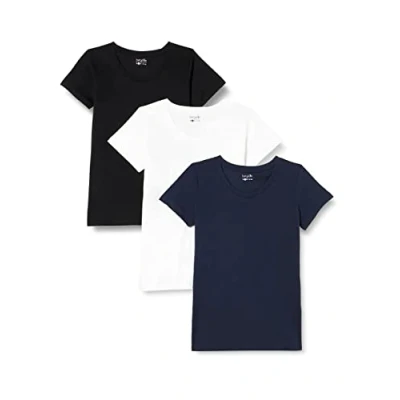 Image of Berydale Multipack of 3: Women&#039;s T Shirt with round neck, Multicoloured (Black / White Navy), XXL
