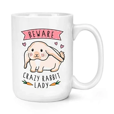 Image of Beware Crazy Rabbit Lady 15oz Large Mug Cup