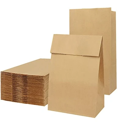 Image of 100 Pieces Brown Paper Bags, Sandwich Gift Small Bags Birthday, for Sweets, Recycled Kraft Bag Food (5.1 x 2.8 8.7 inch)