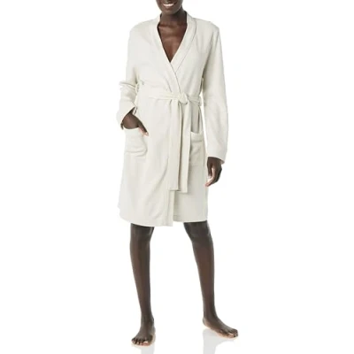 Image of Amazon Essentials Women&#039;s Lightweight Waffle Mid Length Robe (Available in Plus Size), Beige, S