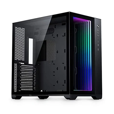 Image of MagniumGear (MG NE620QI_DBK02) NEO Qube 2 IM, Dual Chamber ATX Mid Tower, Digital RGB Infinity Mirror Front Panel, I/O USB Type C, Tempered Glass Panels, Black
