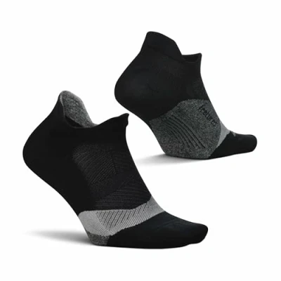 Image of Feetures Elite Light Cushion No Show Tab Ankle Socks Sport Sock with Targeted Compression New Black, M (1 Pair)