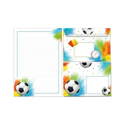 Image of Writing Paper Set Letter Pad with Envelope for Boys Children Football Children&#039;s Motif Lined (A5 25 Sheets + 15 Envelopes)