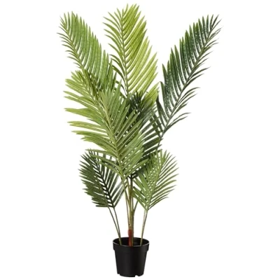 Image of Amazon Basics Artificial Palm Tree with Plastic Planter Pot, 119.38 cm, Green