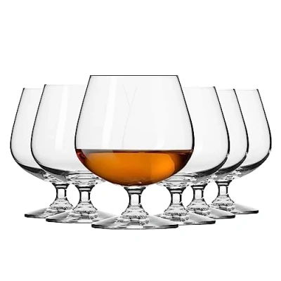 Image of Krosno Brandy Bourbon Whiskey Cognac Snifter Glasses Set of 6 480 ML Balance Collection Cocktail Tasting Set, Whisky Gift Home, Restaurants &amp; Kitchen Dishwasher Safe Glass