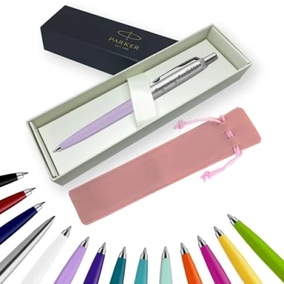 Image of Parker Jotter Ballpoint Pen Handwriting Pens &amp; Stationery Supplies Ideal for Christmas and Gifts Can be Engraved! (With Engraving, Lilac, Ribbon Gift Box)