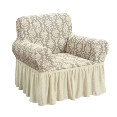 Image of Easylife Elegant Stretch Furniture Cover/Valance, Machine Washable, Stretches To Fit Most Armchairs, Drapes The Floor, Armchair Cover For Chairs, Seat Fully Guaranteed Beige