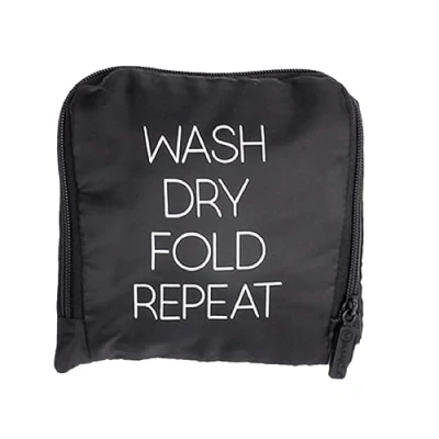 Image of MIAMICA Travel Laundry Bag, Wash, Dry, Fold, Repeat, Black, L, Bag