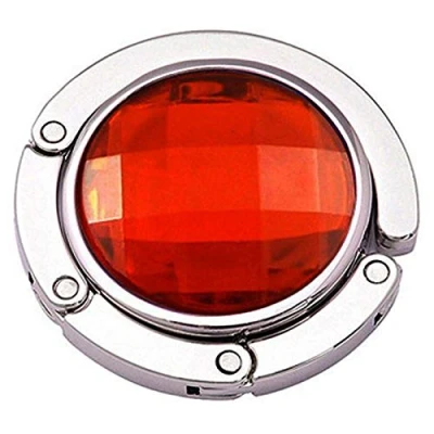 Image of dragonaur home decor 1 Pc Foldable Handbag Purse Hook Hanger Round Crystal Rhinestone Folding Table Bag Holder Red