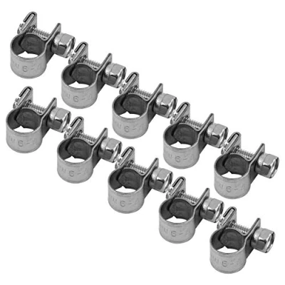 Image of TOPINCN 10Pcs/Set Hose Clamps Stainless Steel Heavy Duty T Bolt Mini Fuel Line Pipe Clips 6Mm 20Mm Optional Size for Plumbing(7 9Mm)