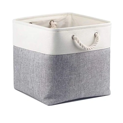 Image of Mangata Cube Storage Boxes 28x28x28cm, Fabric Basket for Cupboards, Shelves, Closet, Grey White（11 x 11 inch, 1 Pack）