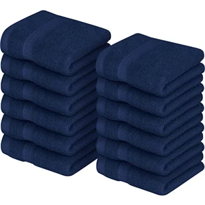 Image of Utopia Towels Premium Washcloth Set (30 x 30 CM) 100% Cotton Face Cloths, Highly Absorbent and Soft Feel Fingertip (12 Pack, Royal Blue)