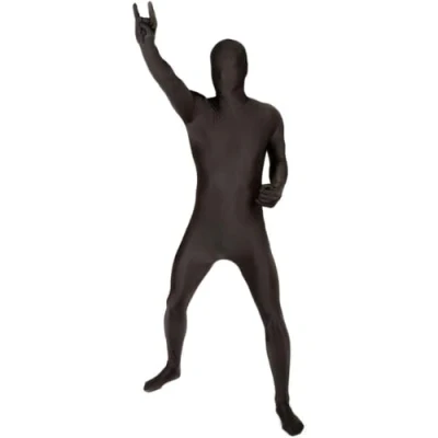 Image of Adults MSUIT Black Second Skin Halloween Fancy Dress Costume size Medium 5&#039; 5&#039;4 (152cm 163cm)