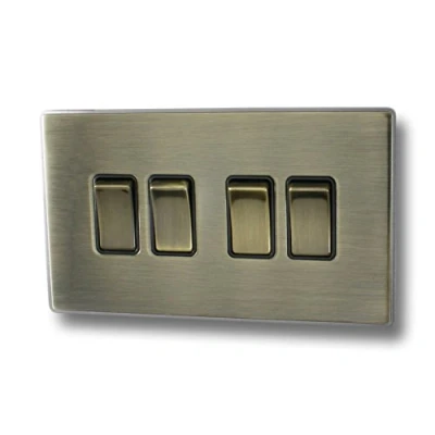 Image of G&amp;H Brassware Lexus Antique Bronze 4 Gang 2 Way Light Switch LAB304