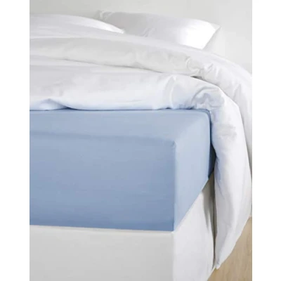 Image of De Witte Lietaer OLIVIA Quality Satin Fitted Sheet, Serenity Blue, 140 x 200 cm, H30 cm