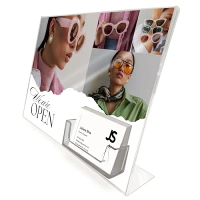 Image of A4 Single Sided Landscape Literature Display with Business Card Holder (SU12/BC)