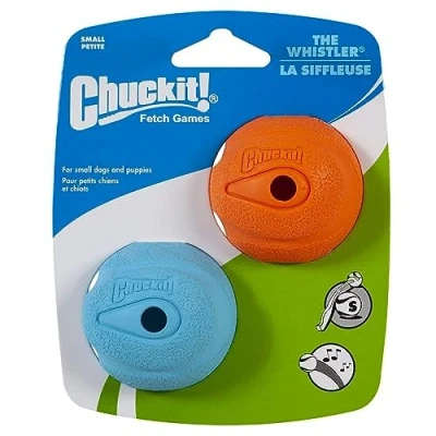Image of ChuckIt! Whistler Ball Dog Toy, Durable High Bounce Floating Rubber Engaging Ball, Launcher Compatible Toy For Dogs, 2 Pack, Small
