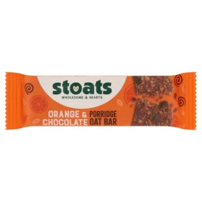 Image of Stoats Orange &amp; Chocolate Porridge Oat Bars (24 x 42g), High Fibre Cereal Bars, Healthy Breakfast Snack Option, Natural Ingredients, No Artificial Additives