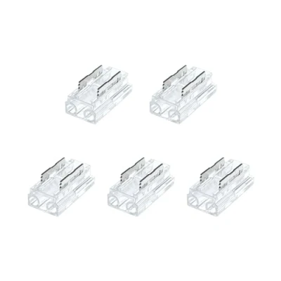 Image of G.W.S® Pack of 5, 2 Pin Strip to Wire Straight Connectors for Single Colour 5mm Wide LED COB Lights