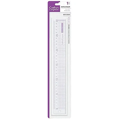 Image of Metal Edge Acrylic Ruler 30cm Size With Metric Measuring Grid Strong Stainless Steel Cutting Perfect to Use Rotary Cutter or Craft Knife by Crafter’s Companion