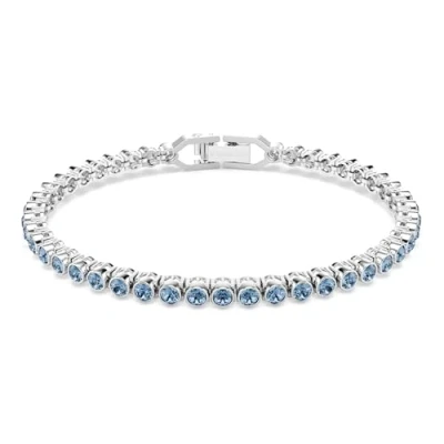 Image of Swarovski Silver Imber Emily Blue Round Cut Tennis Bracelet