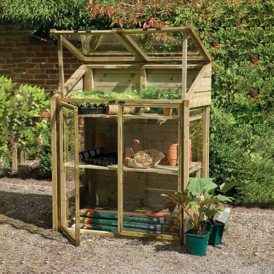 Image of 4&#039;x2&#039; Forest Wooden Small Mini Lean To Greenhouse (1.2x0.62m)
